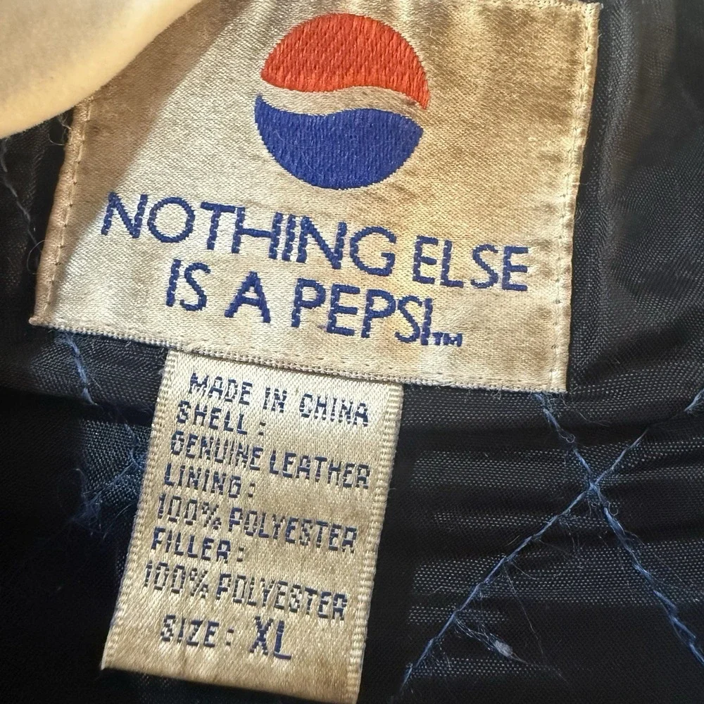 Vintage 90s Pepsi Leather Jacket Mens XL Black Nothing Else Is A Pepsi